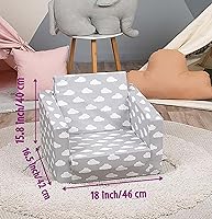 Vista 29 de Delsit Sofá infantil para niños pequeños – Sillón convertible de espuma 2 en 1 a tumbona, cómodo sillón abatible, sofá para niños, fabricado