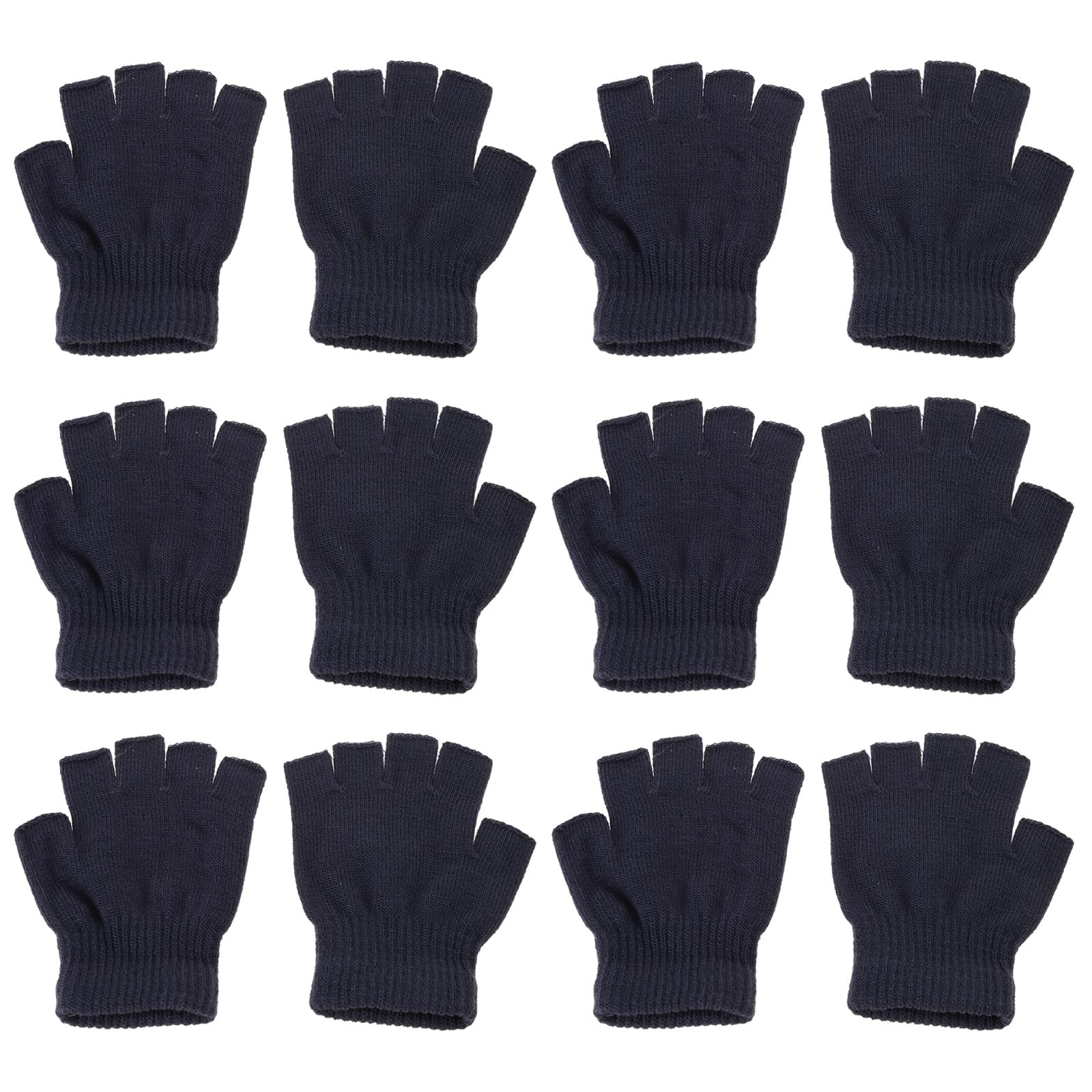 Maxtonser 6 Pairs Unisex Half Finger Gloves Winter Stretchy Knit Mutlicolor Fingerless Gloves Short Hand Warmer with Thumb Hole
