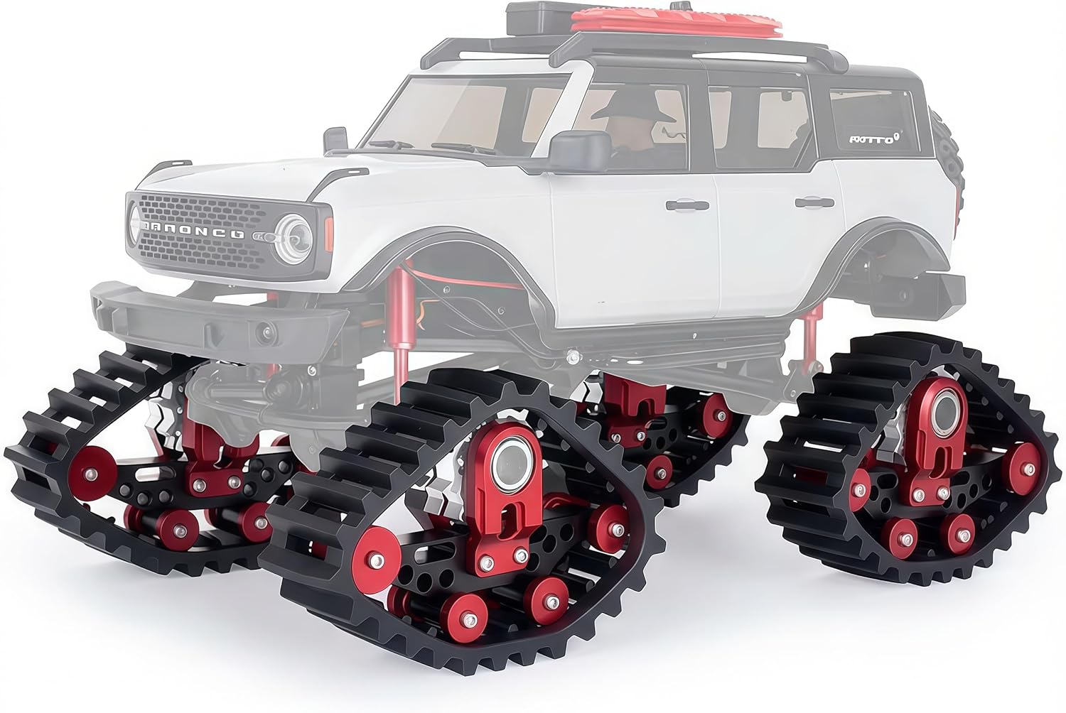 AMK SCX24 Snow Tires, 4 Pcs Snow Tires Sets Simulate Carload Tracks Wheel Sandmobile Conversion for 1/24 RC Crawler SCX24 Upgrades (Red)