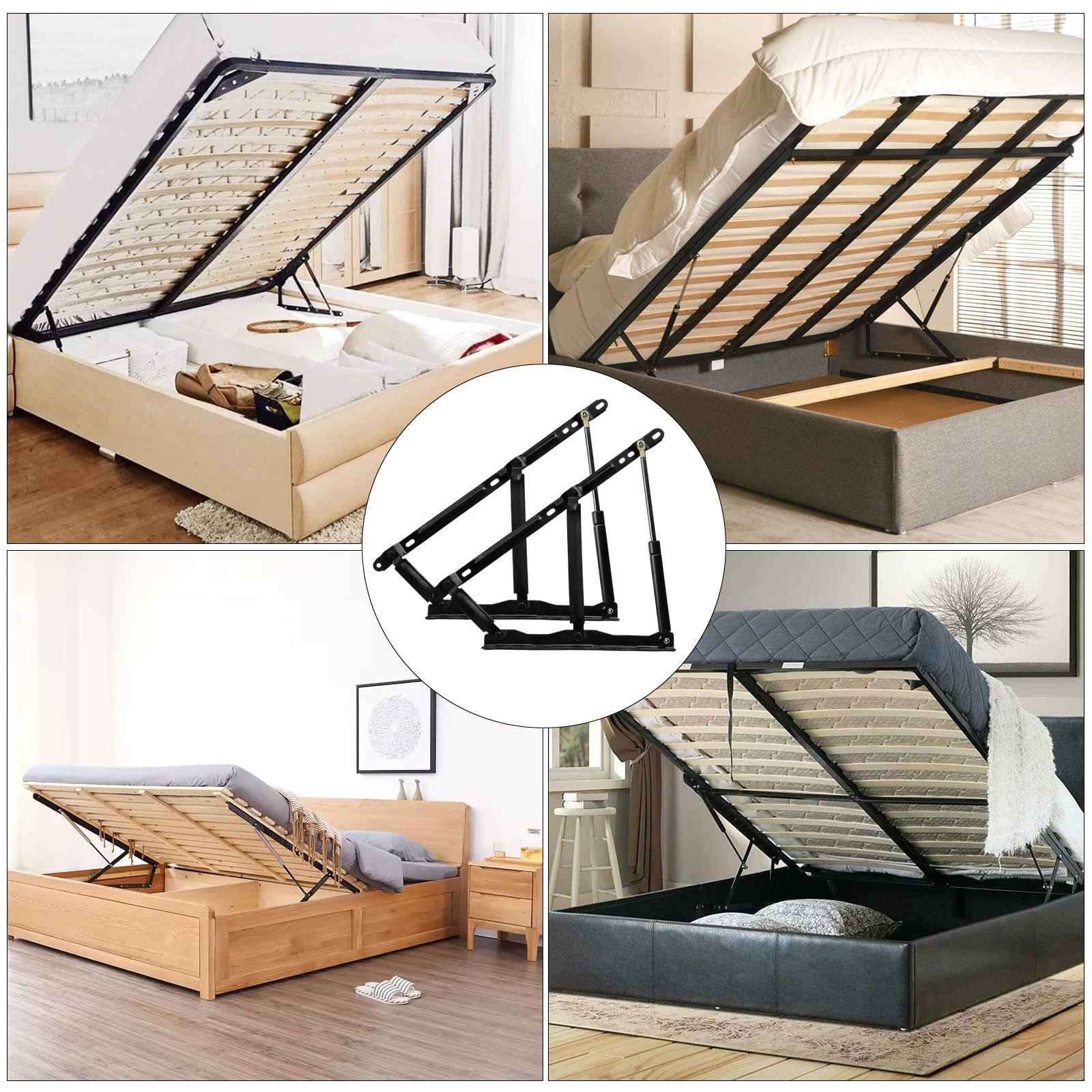 2 Stück Gasdruckfeder 900N/90kg, Gasdruckdämpfer Bettkasten Hebemechanismus, Schwerlast Hebescharniere für Bett mit Stauraum, Klappmechanismus Lift Up Feder, Stahl Möbelbeschlag für Sofa & DIY