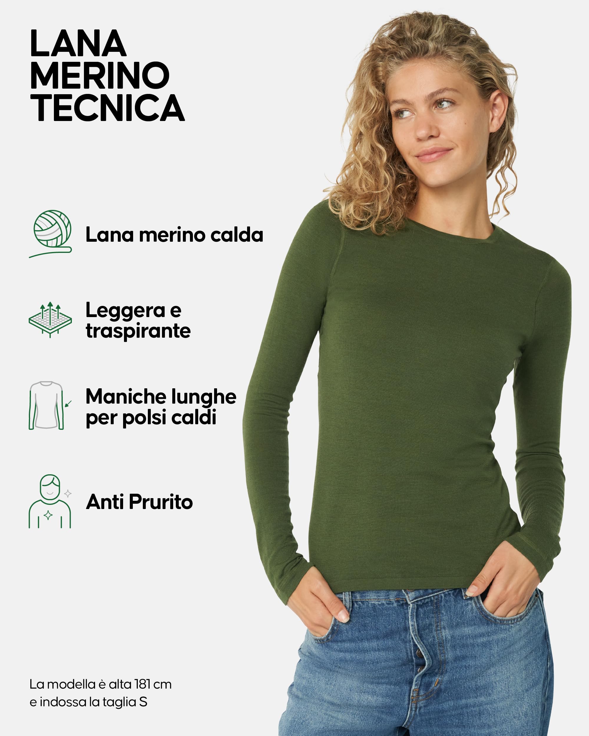 DANISH ENDURANCE Maglia Termica Donna in Lana Merino, Manica Lunga, per Sci, Trekking, Escursionismo