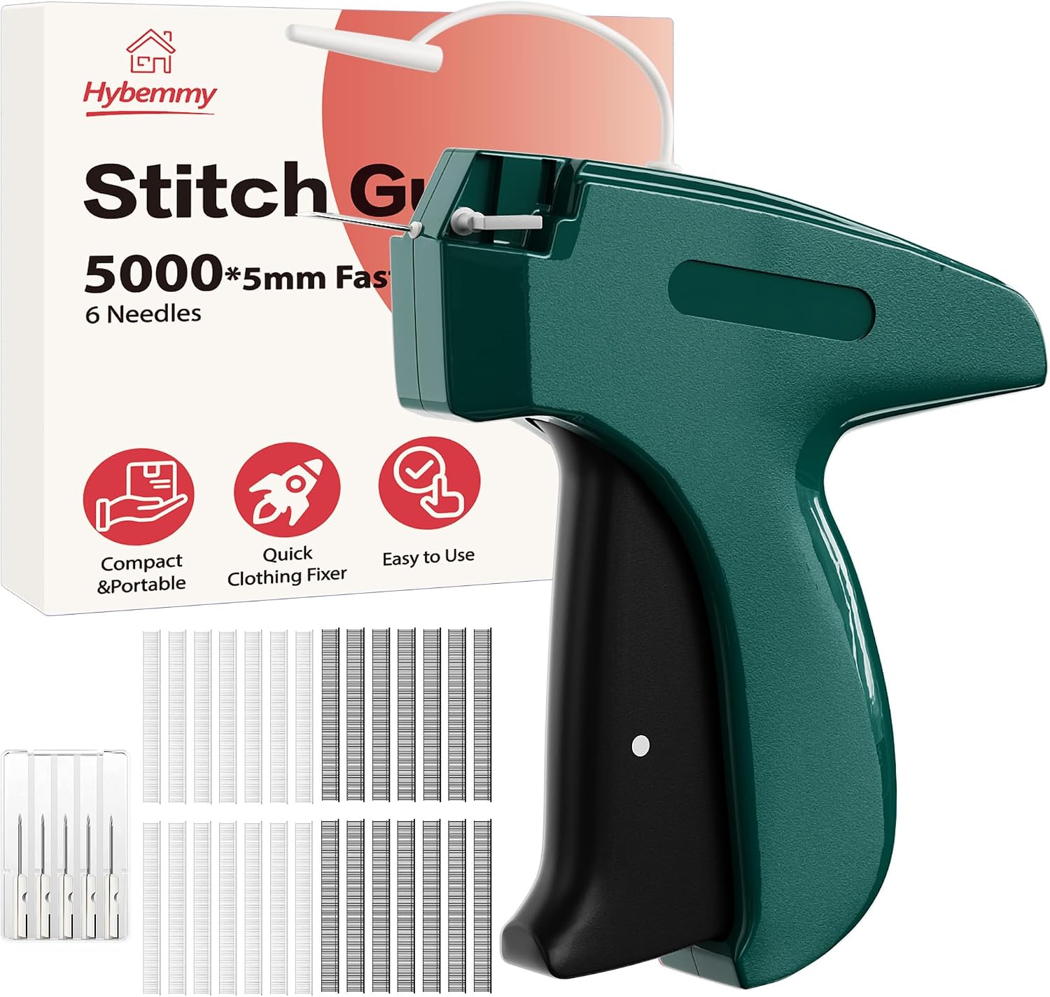 Stitch Gun for Clothes, Tagging Gun, Quick Clothing Fixer, Green