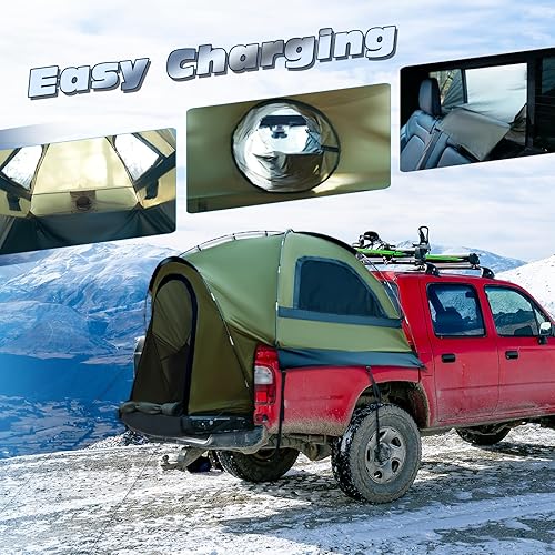 Miniatura 5 de Tienda de campaña para camión, impermeable PU3000mm Pickup Truck Tent para cama de camping, tienda de campaña para 2-3 personas para dormir,