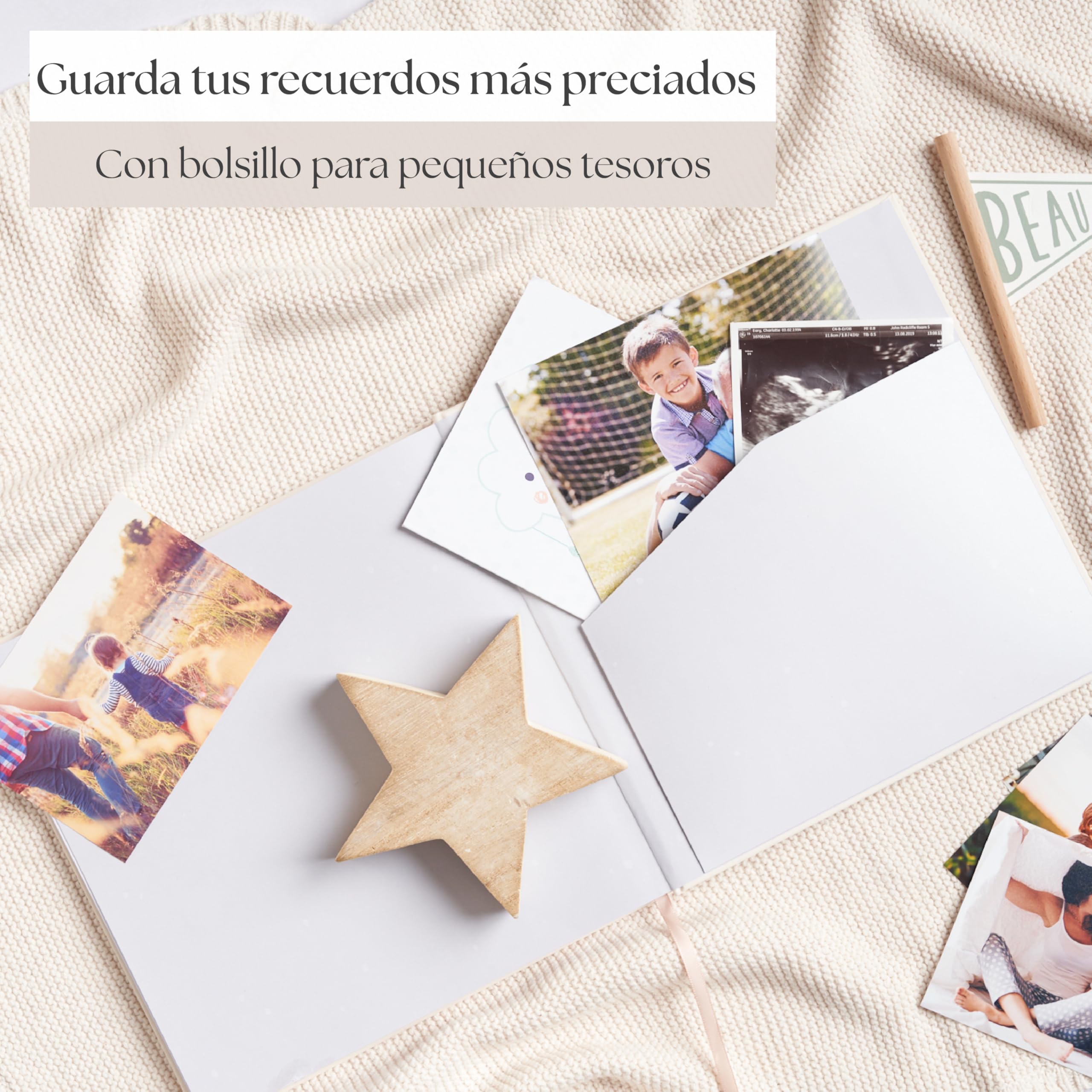 Libro Bebe - Libro de Recuerdos para Bebé - Diario y Álbum de Fotos para Bebés, 136 Páginas, Desde el Nacimiento hasta los 5 Años - Libro Nuestros Recuerdos (Crema)