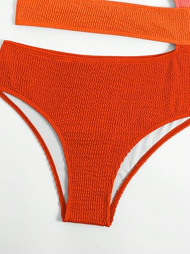 Vista 6 de WDIRARA Traje de baño de una pieza con corte de bloque de color para mujer