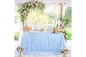 LuoluoHouse Wedding Table Decor: Tulle Tablecloth 10ft Flower Pearl Table Runner