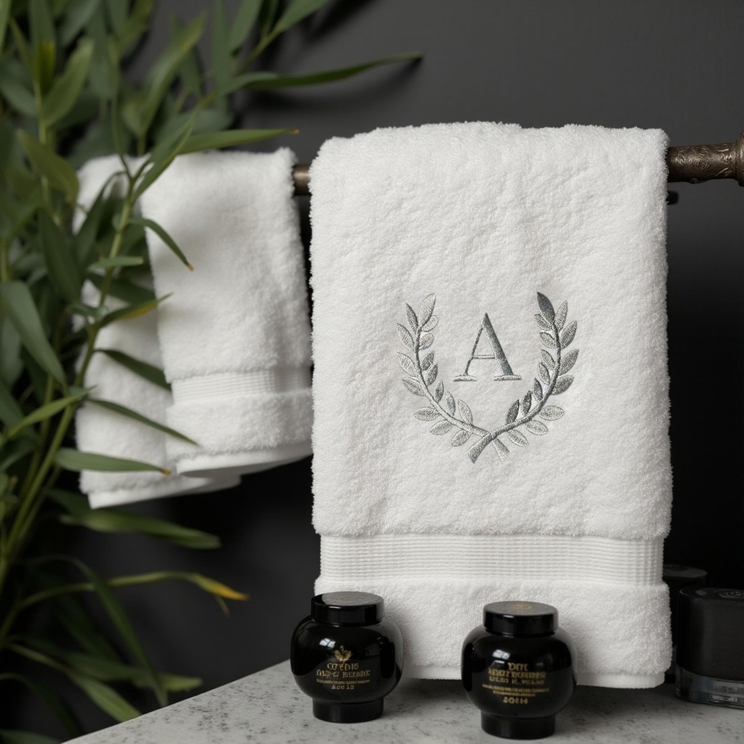Toallas de mano Monogrammed para baño y cocina | regalo personalizado para bodas y novias | Toalla turca de lujo personalizada | Colección Spa, gran tamaño, 16 x 30 pulgadas, juego de 2