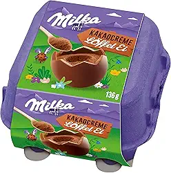 Ovo de Páscoa de Colher Milka Spoonable Creme de Cacau 136g (4 unidades de 34g cada) + Colher de Madeira