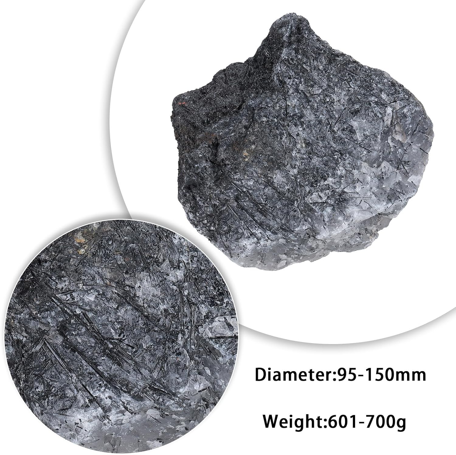 Natural Raw Black Rutilated Quartz Stone Mineral Specimen, Healing Crystal Decoration for Reiki Meditation, 1.32-1.54 lb