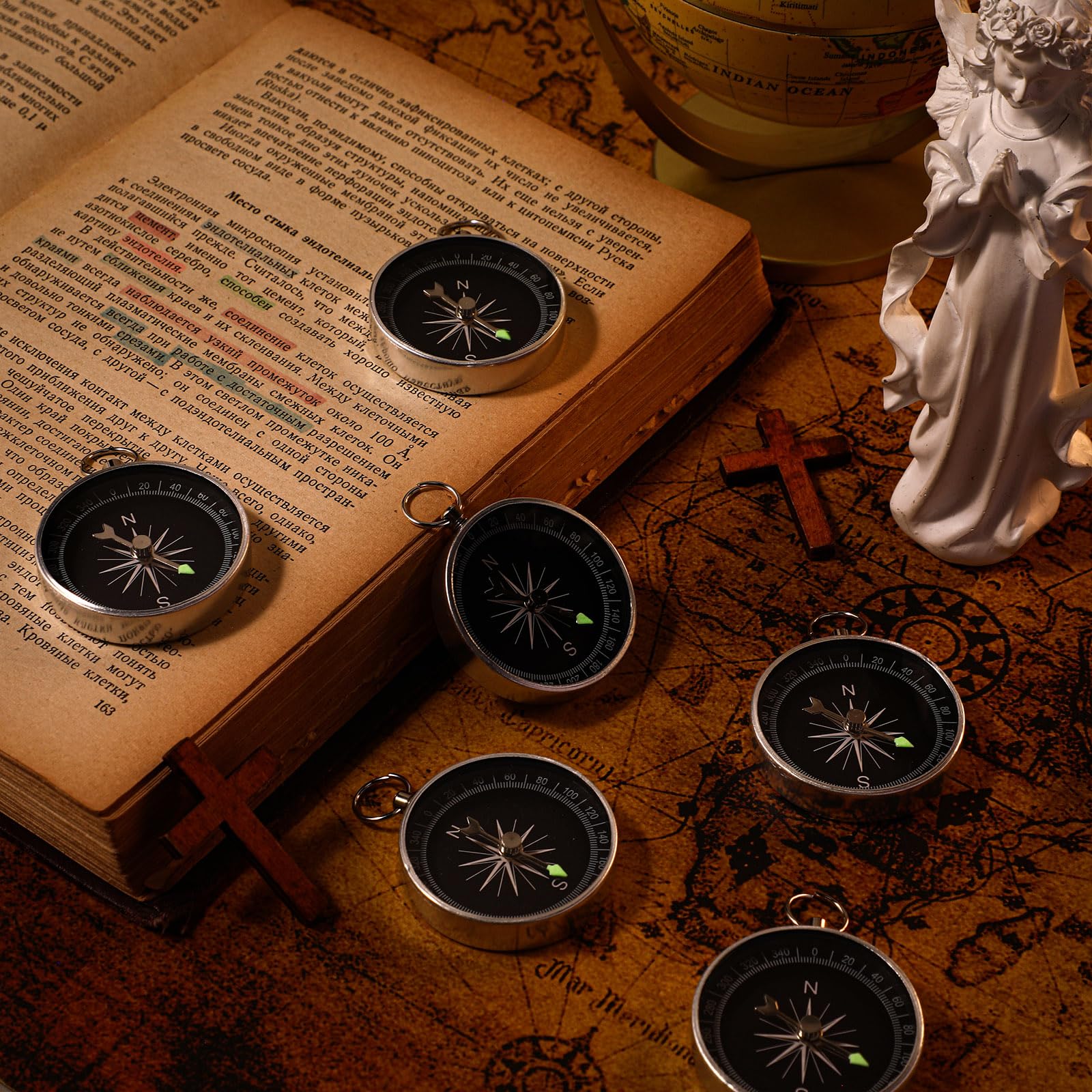 Relaxweex 36 brújula cristiana para regalos de agradecimiento al pastor, versículos religiosos grabados de la Biblia, brújula de senderismo a granel para operación de Navidad, recuerdos de iglesia