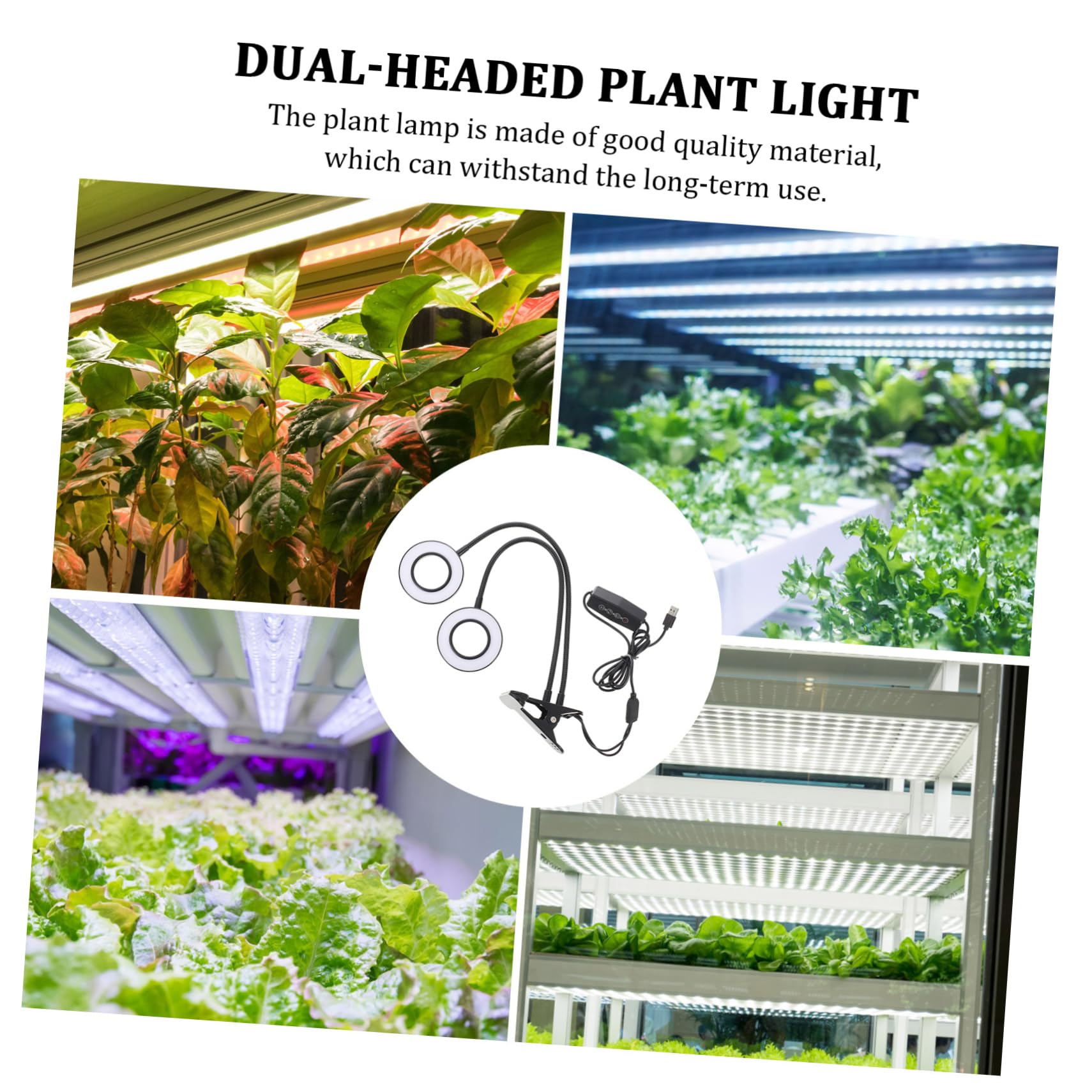 POPETPOP Lampe LED pour Plantes à Pince, Double Tête, Réglable, 5 V