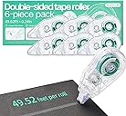 Scrapbook Tape Runner Glue Tape, 6 Pack Double-Sided Tape Roller 49.52ft x 0.24in, Residue-Free Adhesive for Photo Crafts, Scrapbooking, Paper Arts