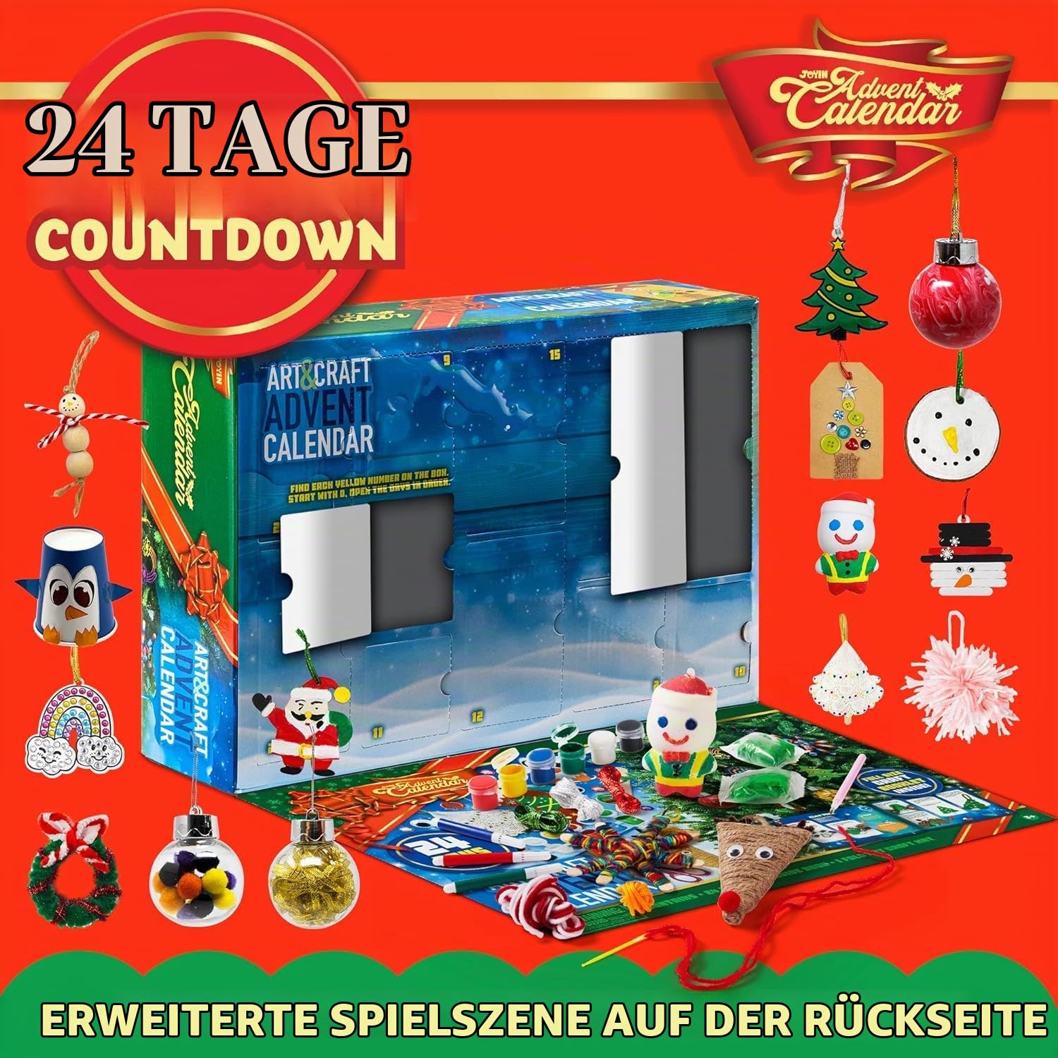 JOYIN Weihnachts-Countdown-Adventskalender 2025, 24-tägiger Weihnachts-Adventskalender zum Basteln und Basteln