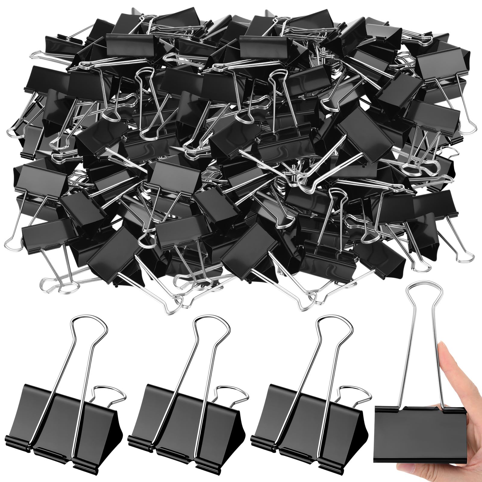 AmazingSpark Confezione da 48 clip per raccoglitori extra grandi, 7,6 cm, in metallo, colore nero, per insegnanti, studenti, ufficio, casa, materiale scolastico