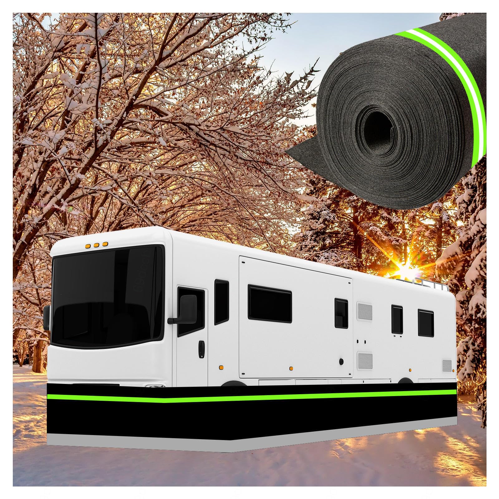 Gonna Invernale per Camper di Facile Installazione, Alta 37,5 Pollici, Ispessimento e indurimento della Gonna per Camper, Accessori per roulotte da Viaggio, 28 m/91 Piedi
