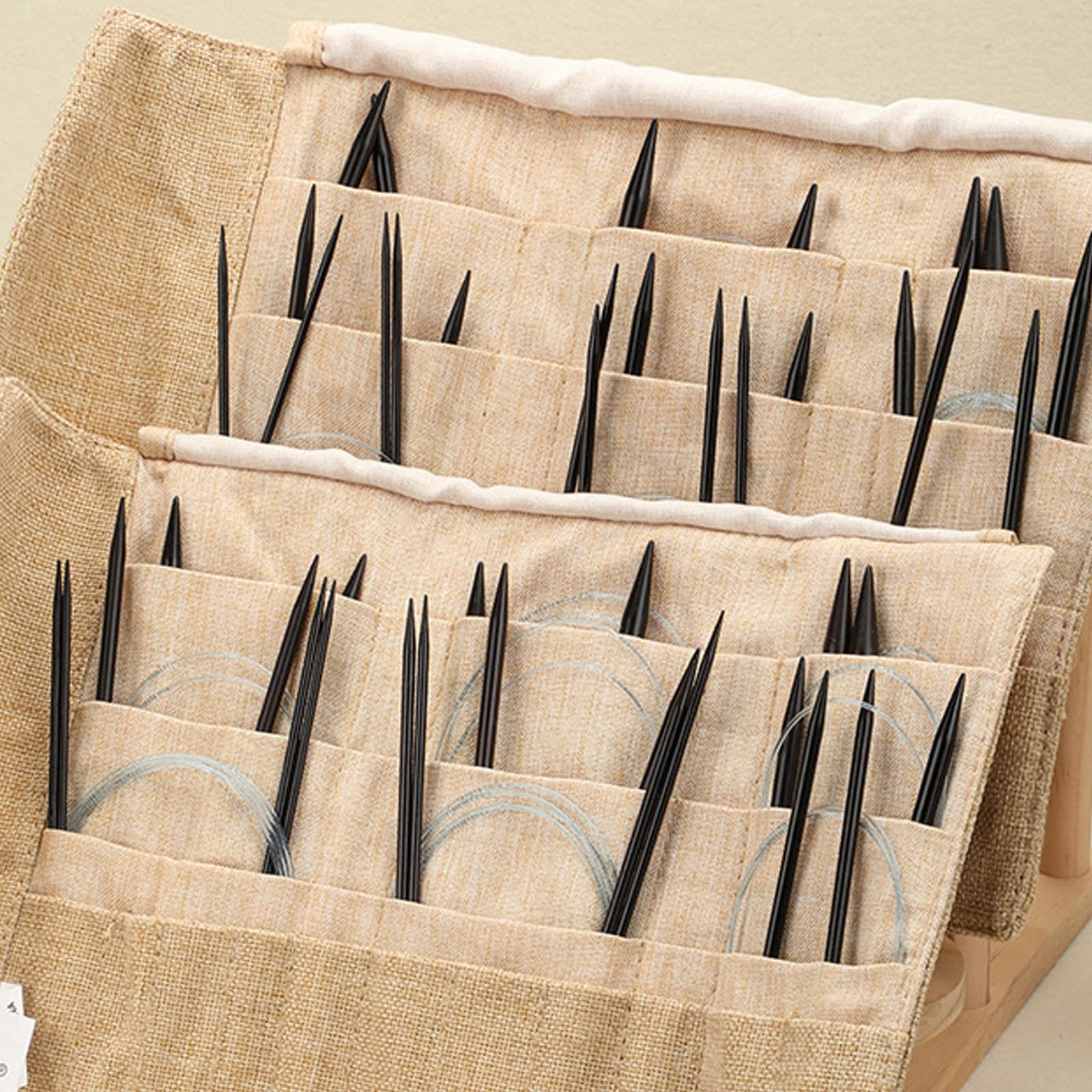 Rundstricknadel-Set aus Holz, glatt, nahtlos, 2,5 mm - 8 mm, mit Aufbewahrungstasche für Garnstricken, Basteln, 11 Stück