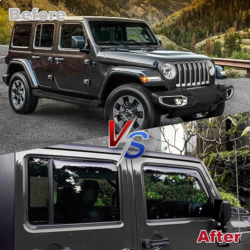 Miniatura 5 de ALAVENTE Deflectores de ventana lateral de 4 puertas compatibles con Jeep Wrangler JK 2007-2018 (no compatible con JL)