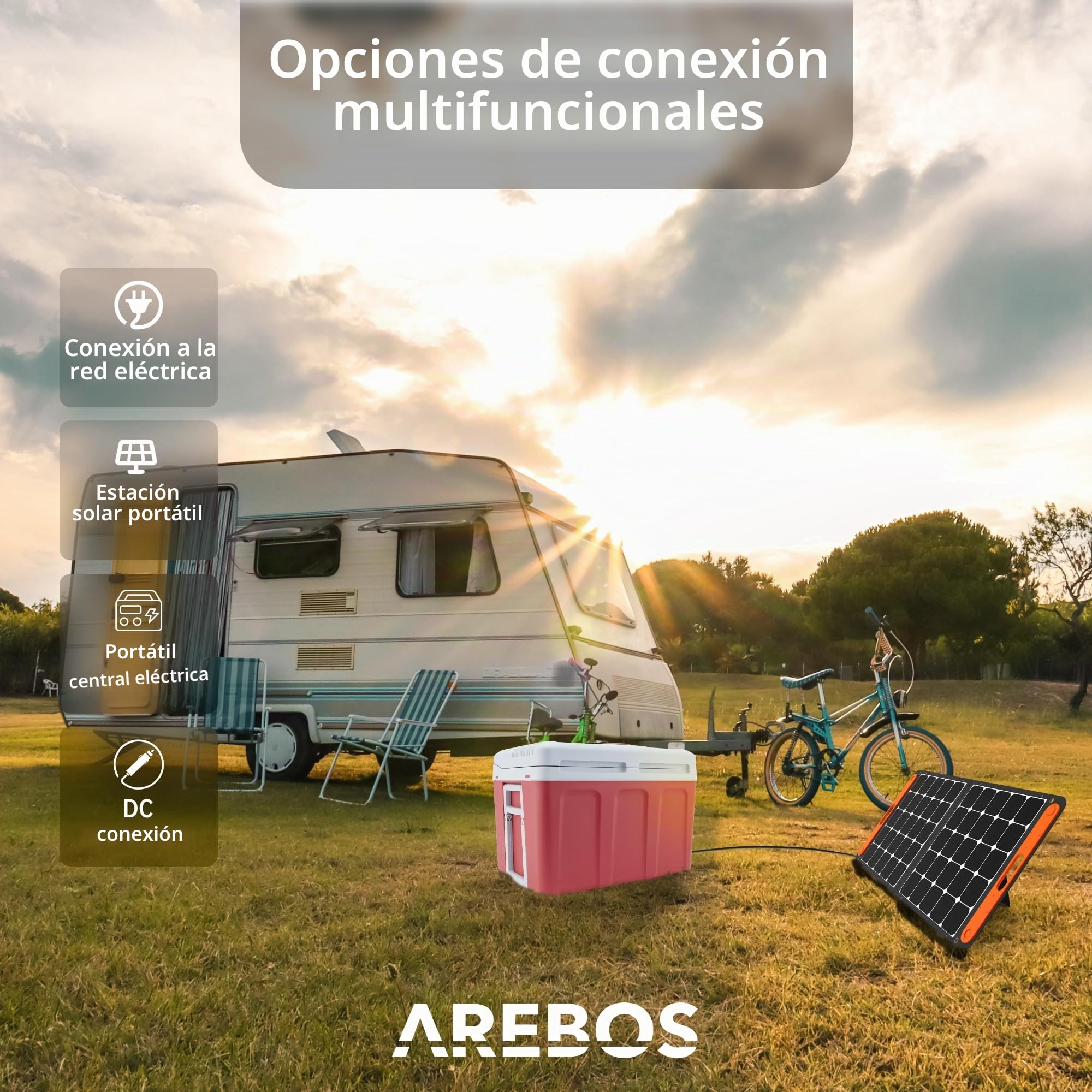 Arebos Nevera Termoeléctrica Portátil 40L | 12/230V con Modo Eco y Función Congelador | Nevera para Coche, Camping, Viajes y Hogar | Silenciosa y Eficiente Energéticamente