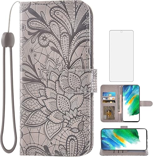Asuwish Funda compatible con Samsung Galaxy A71 5G y protector de pantalla de vidrio templado, accesorios para tarjetero, soporte para tarjetero,