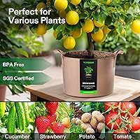 Vista 46 de VIVOSUN - Paquete de 5, 1 galón, bolsas para cultivar de tela no tejida gruesa resistente con asas