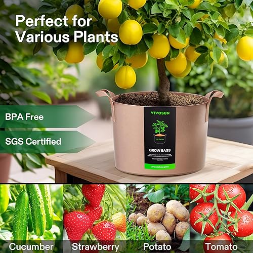 Vista 93 de Vivosun 300g - Bolsas de cultivo Negro