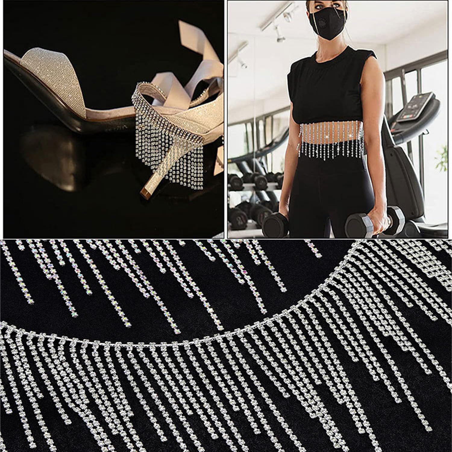 【AAKE】DIAMOND FRINGE PT Saeda Fringe Earring | Silver-Finish Crystal Fringe Earring