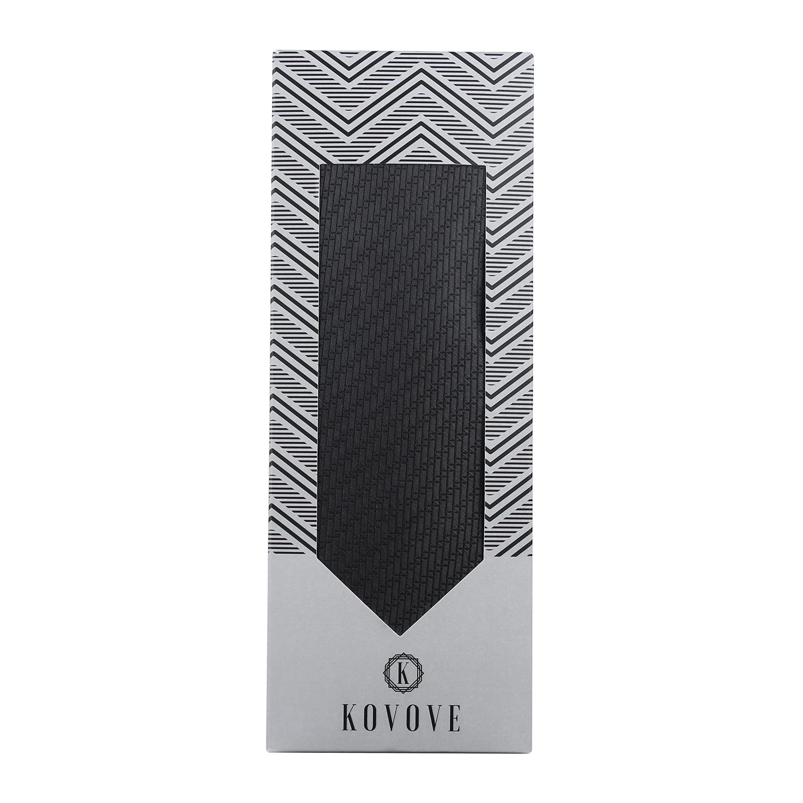 Kavove The Energise Self Pattern Black Necktie For Men - Image 6 thumbnail