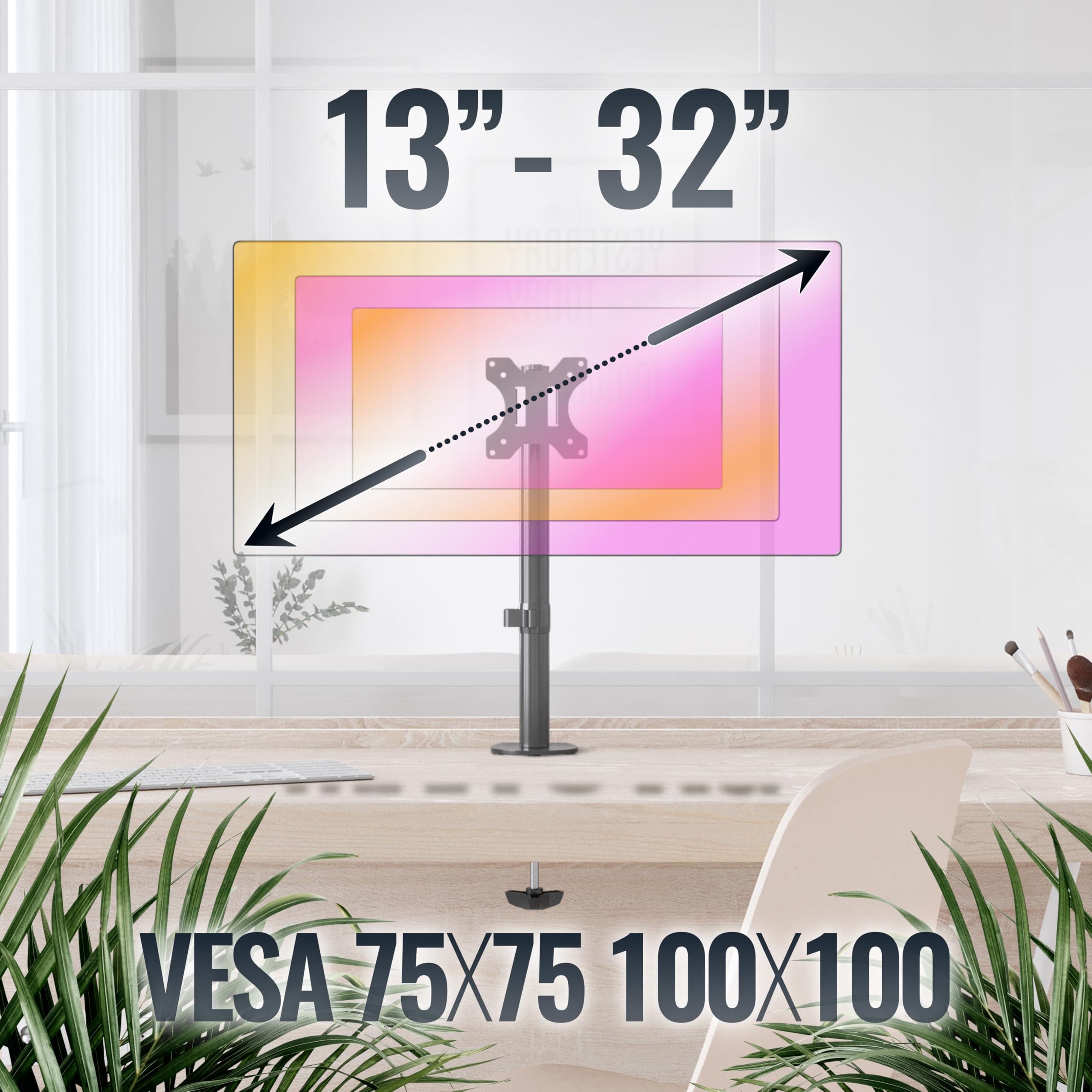 RICOO TS2511 Supporto monitor da scrivania 13-32 pollici per 13 32 pollici girevole inclinabile fino a 8 kg max VESA 100x100