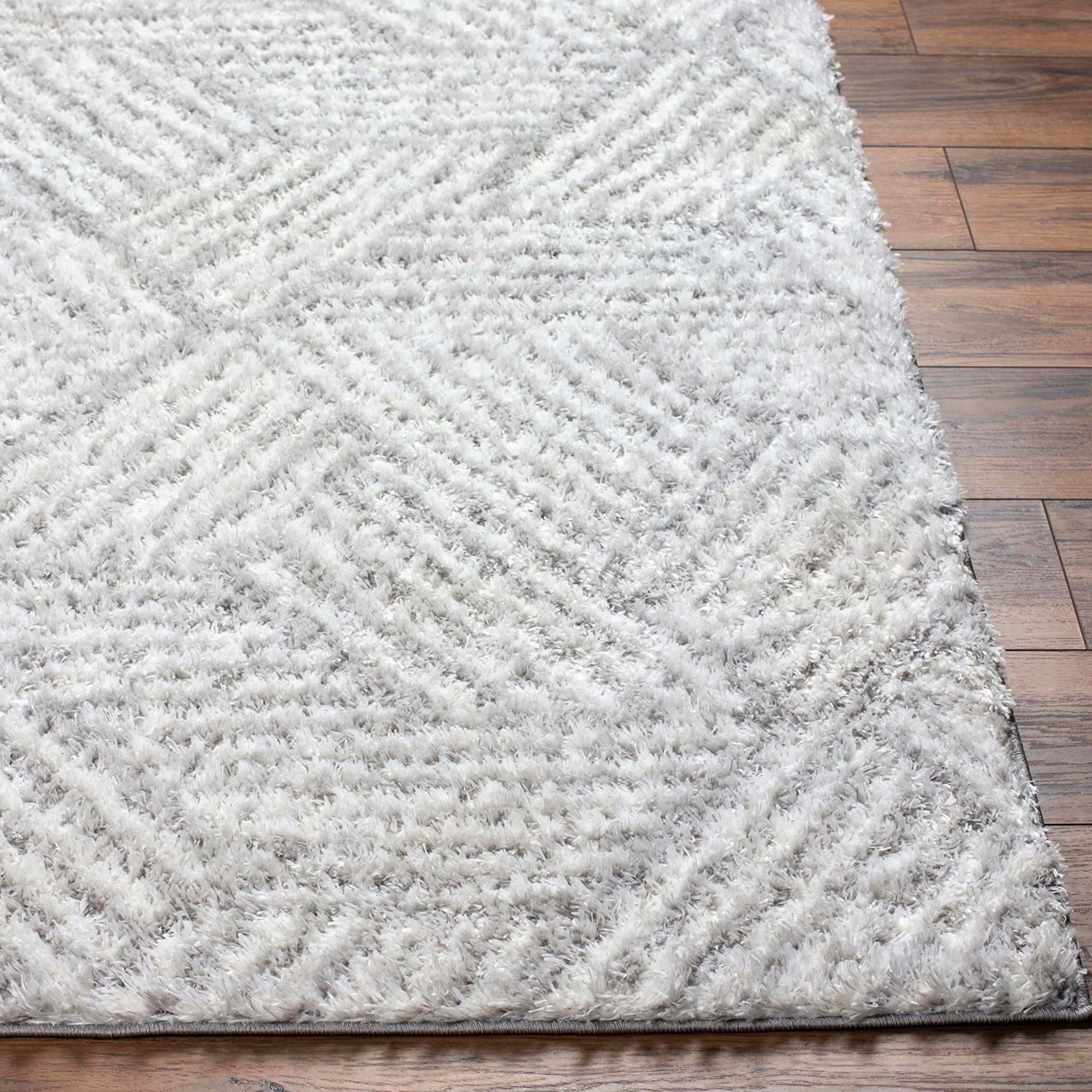 Livabliss Kapan Shaggy Rug - Modern Berber Rugs Living Room, Large 160x213 cm, Soft Shaggy Rugs for Bedroom - Neutral Boho Fluffy Rug, Easy Care Plush Thick Pile - Cream and Light Grey