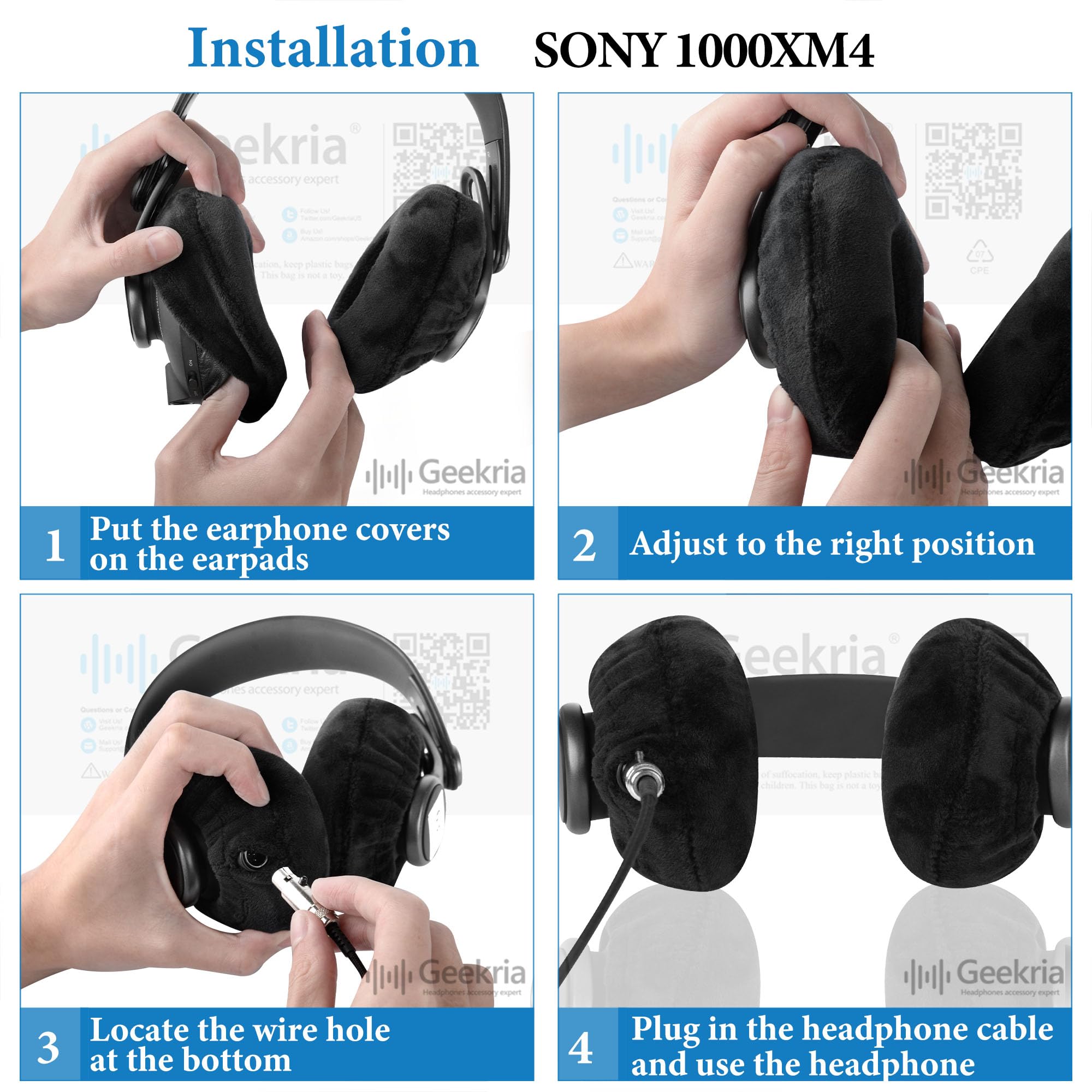 GEEKRIA 2 Pares de Fundas de Terciopelo para Auriculares, Protectores Sanitarios Lavables y elásticos para Almohadillas para Auriculares supraaurales, Cubierta contra el Sudor para Calidez y c - 5