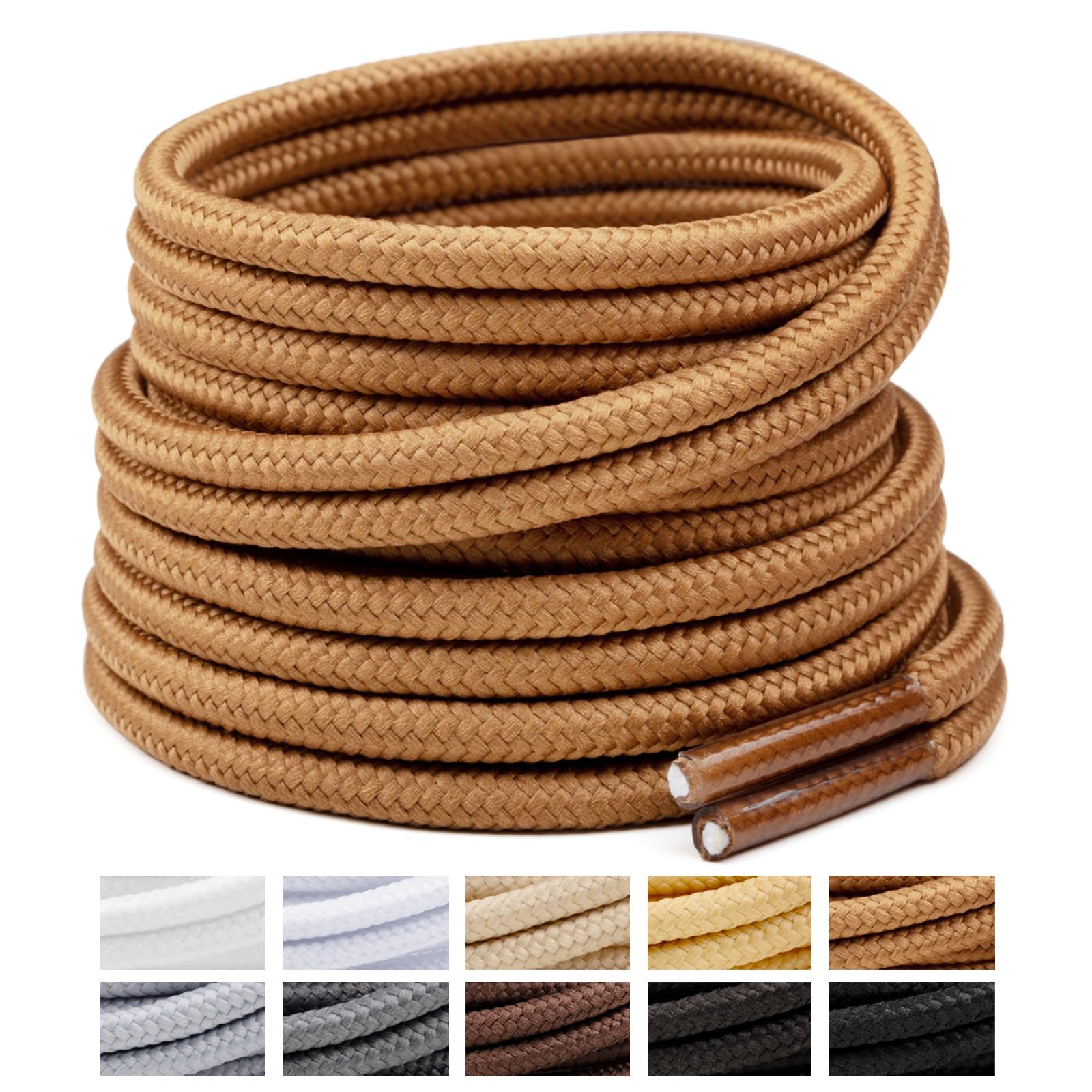 Handshop 2 Pairs Round Boots Shoelaces, Heavy Duty Outdoor Shoe Laces