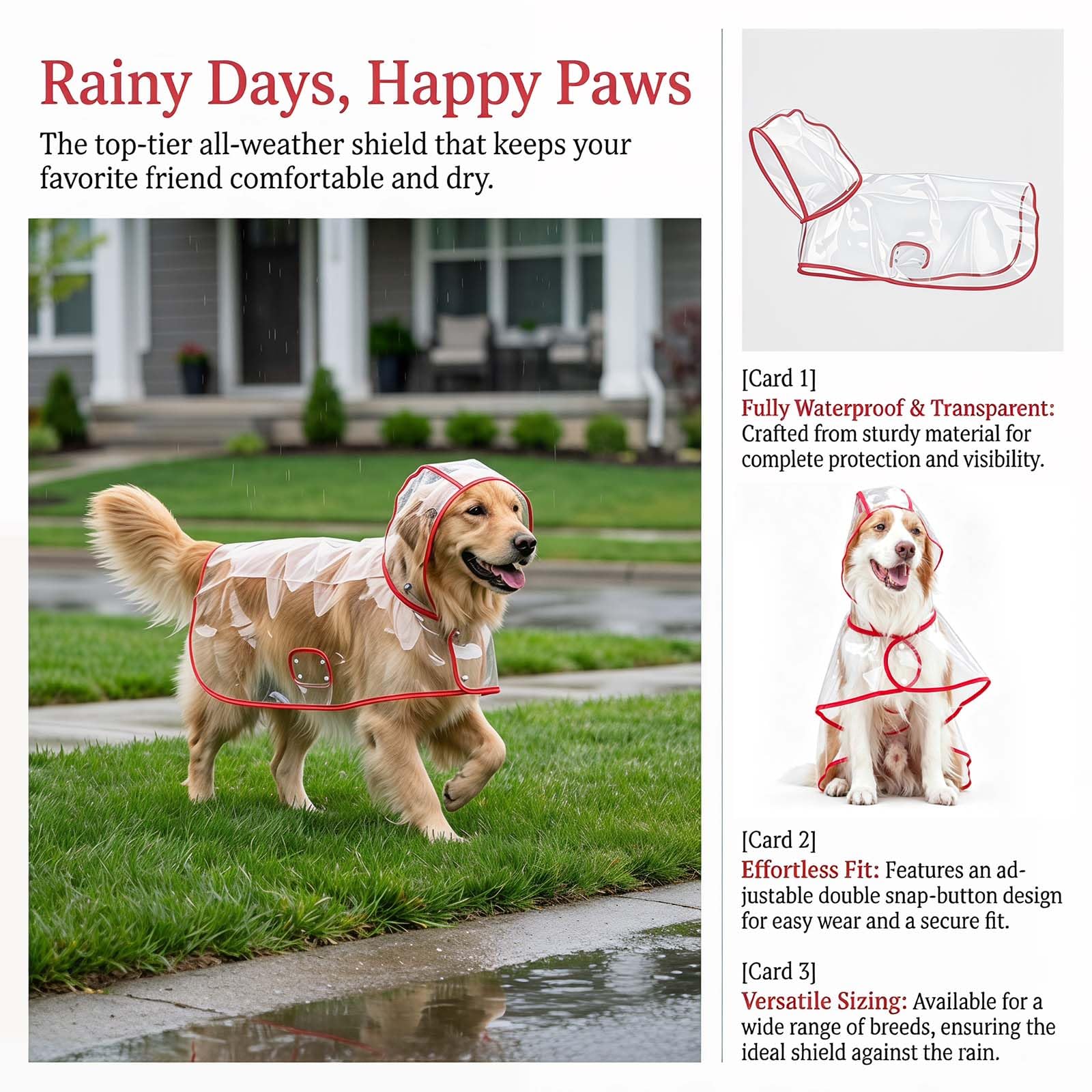 Imperméable pour Chien,S-2XL Veste de Pluie pour Chien avec Capuchon Manteau Chien Imperméable pour Petits Chiens à Grands Veste PE Pluie Chiens pour Sorties, Randonnée Promenades Quotidiennes (XXL)