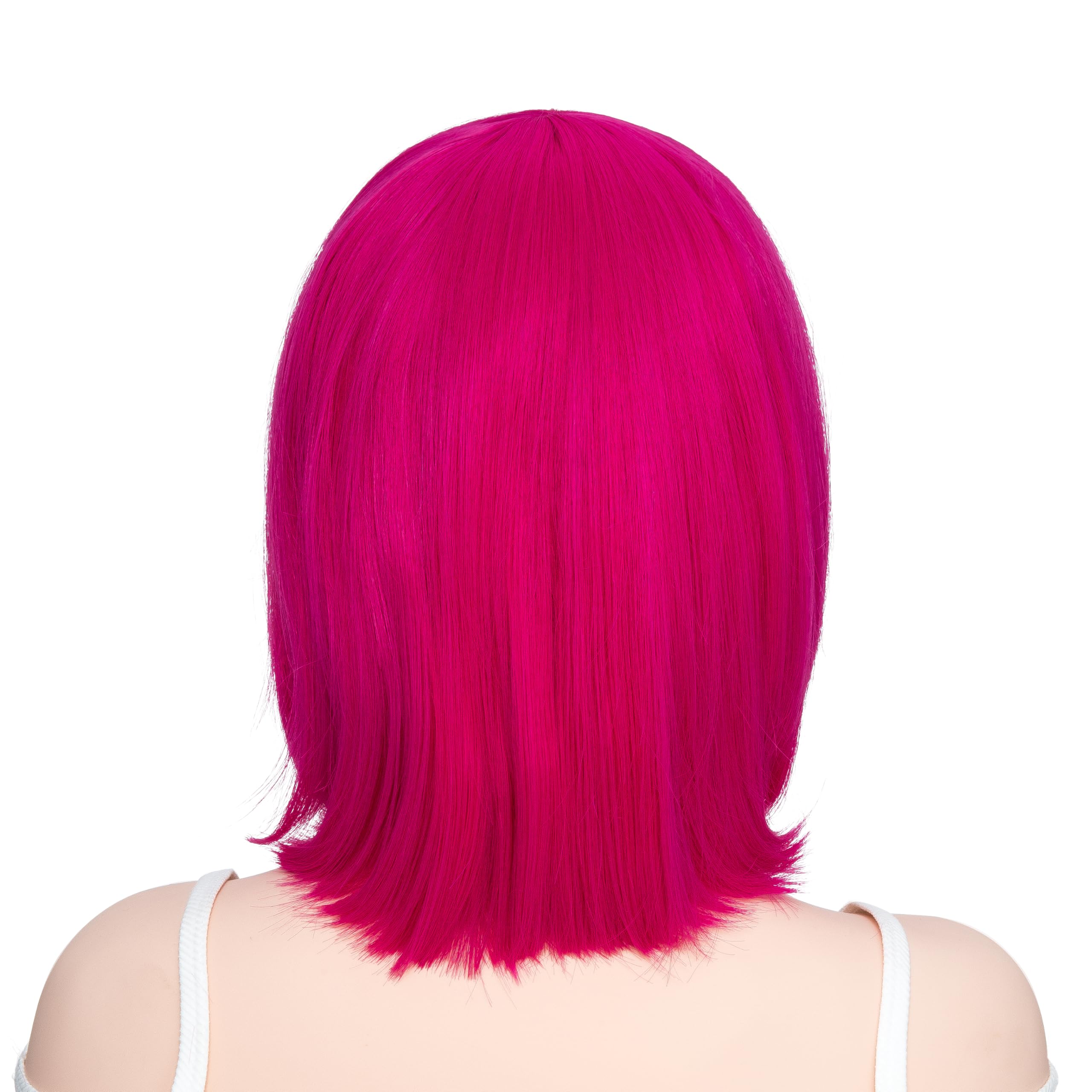 Yamel Hot Pink Bob Wig with Bangs 11 Inches Short Straight Synthetic Hair Costume Party Cosplay Halloween Wigs for Women Adult - Image 4