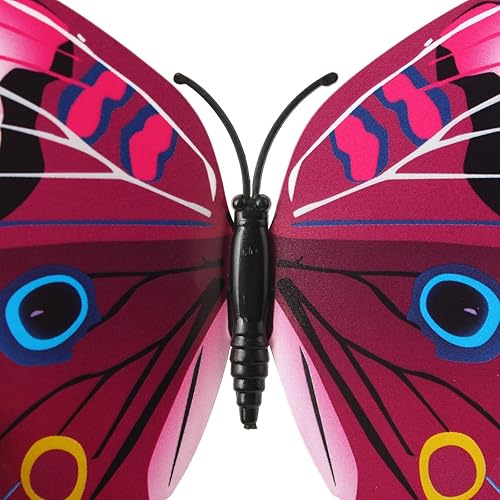 Miniatura 4 de Xtore 12 mariposas magnéticas 3D para decoración del hogar, plástico 3D de alta calidad, hermoso artículo de decoración, viene con almohadilla