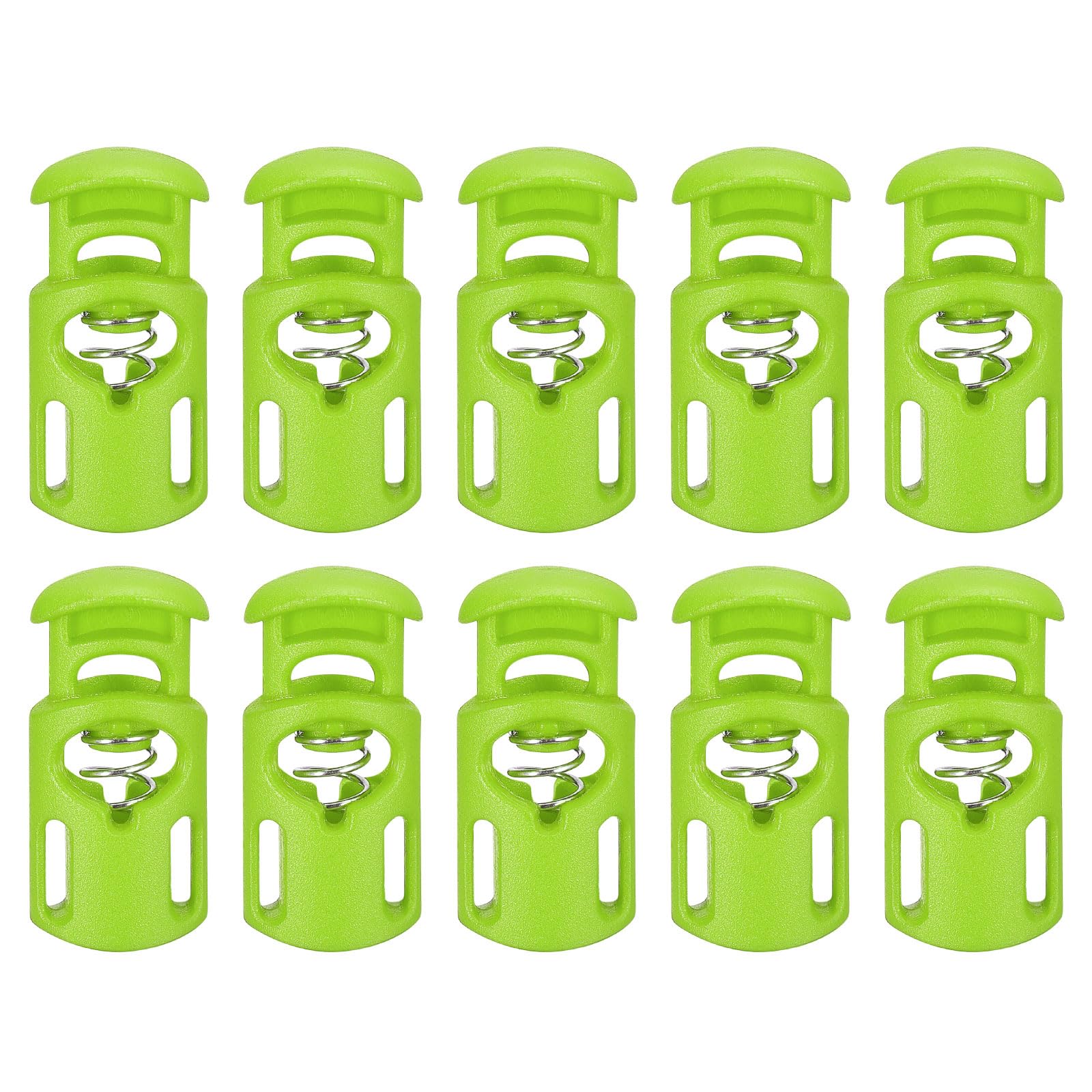 sourcing map 30Pcs Plastic Cord Lock Draw String Single Hole Spring Toggle Stoppers Spring Stop for Backpack Shoelaces Drawstrings, 5.5x3mm Green