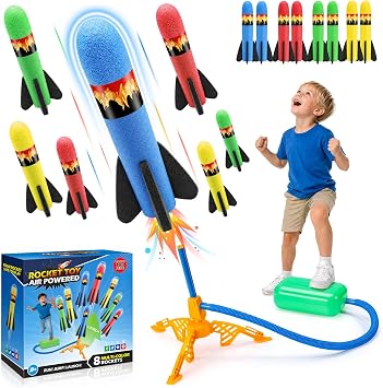 HappyGoLucky Lanceur de Fusées en Mousse à Pédale avec Angle Ajustable