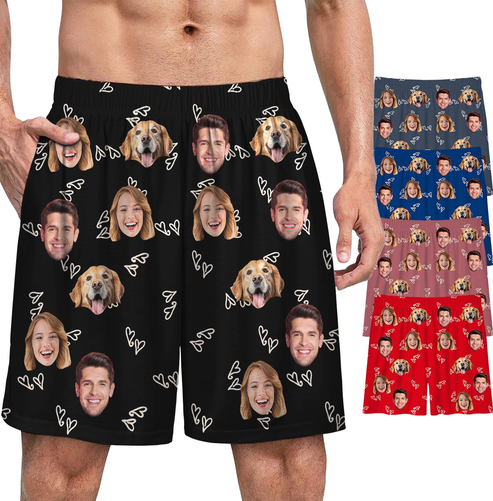 Custom Pajama Pants Personalized with Photo Face for Men,Customized Men Dad Sleepwear Bottoms Shorts Pj Trousers