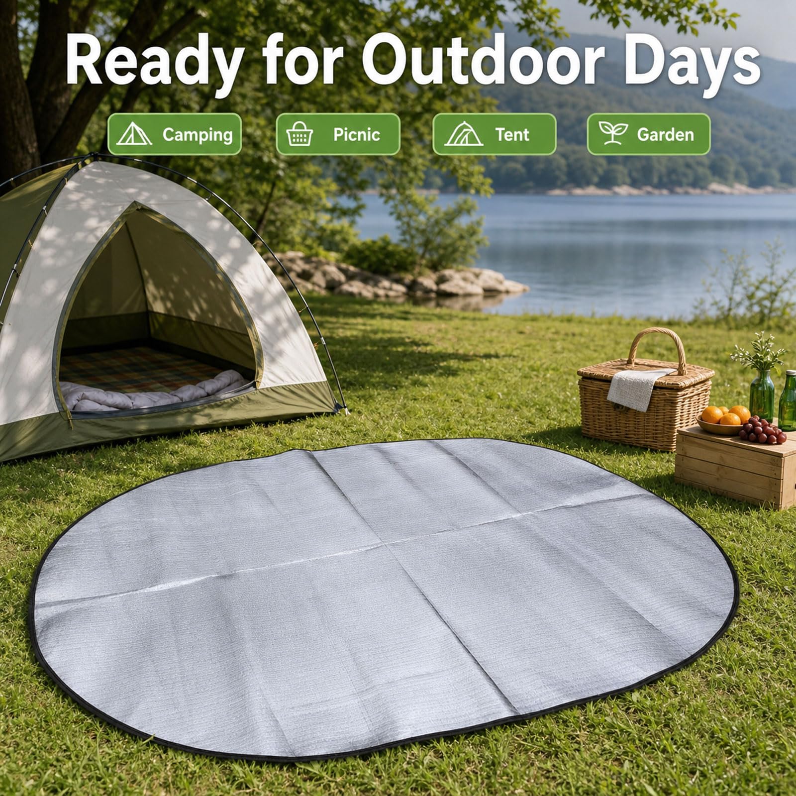 Colchoneta de Camping,Esterilla de Camping Aislante de Aluminio,Mantas de Picnic Impermeable,Esterilla de Dormir Plegable para Camping,Antihumedad,Ligera y Portátil,para Picnics,Camping
