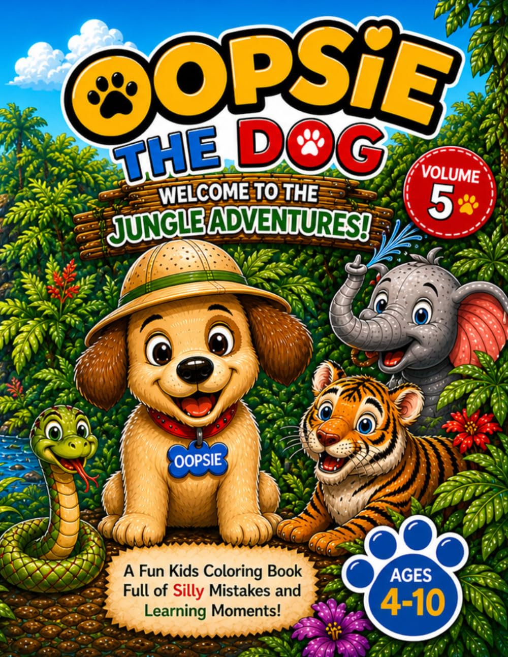 Oopsie the Dog: Welcome to the Jungle Adventures!: A Fun Kids Coloring Book Full of Silly Mistakes and Learning Moments (Oopsie the Dog Adventures)