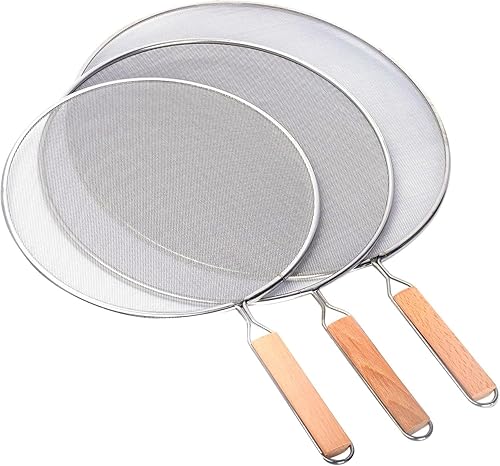 3 piezas de pantalla contra salpicaduras de grasa para sartén, malla protectora de salpicaduras de acero inoxidable protector de grasa para cocina,