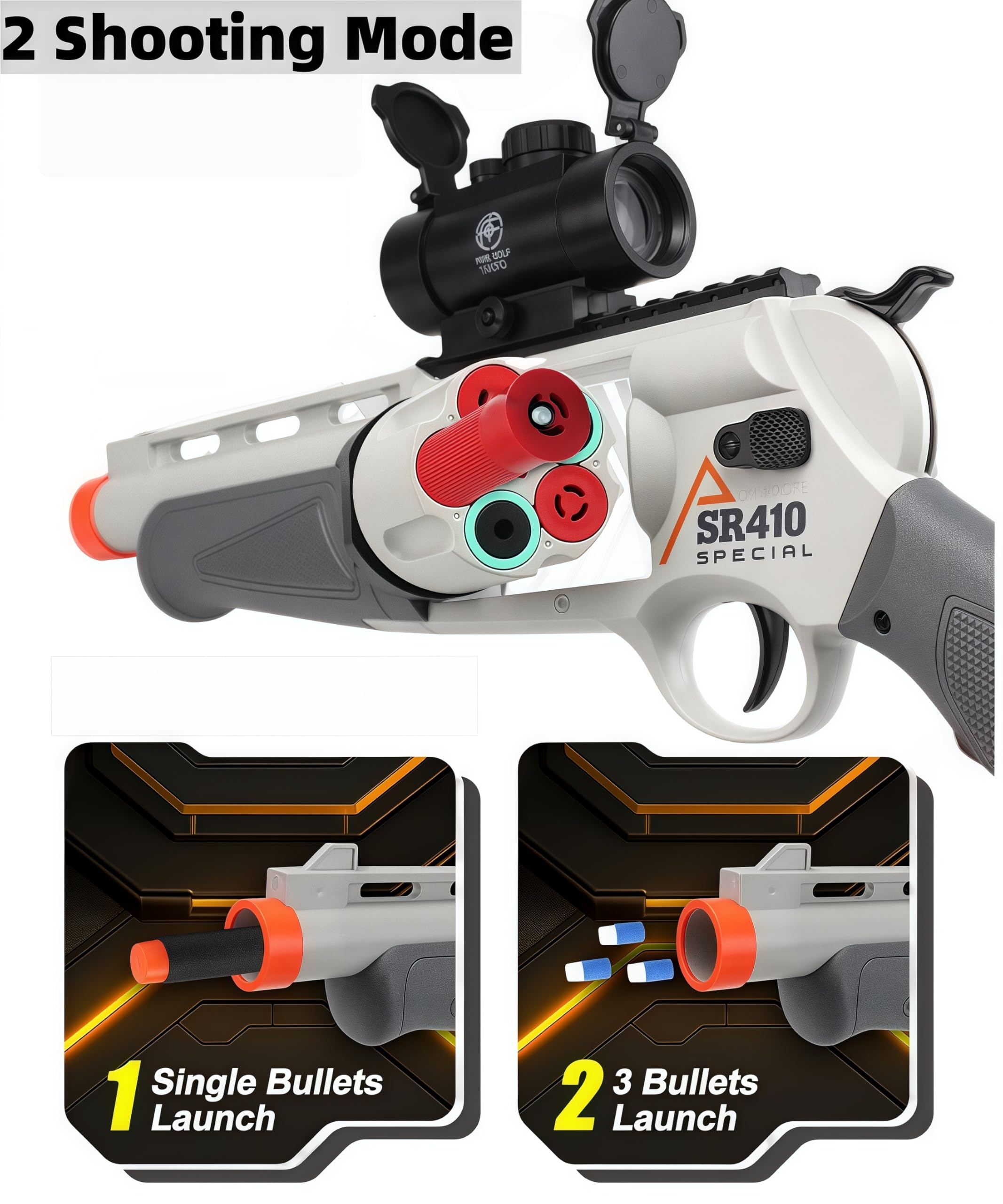 2 in 1 Foam Blaster Shotgun with 4 X Scope Soft Dart Blaster Toy Gun Set including 60 EVA Darts 5 Dart Rotating Drum 1 Sight for 14+ Years Soft Foam Darts Blaster - Image 3