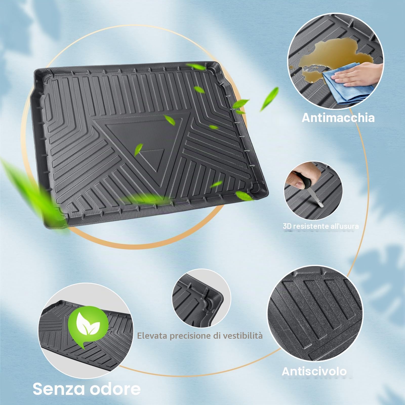 ECOZEN Vasca Baule per Peugeot 2008 2020-2026 3D Specifica In TPE superiore Proteggi Bagagliaio auto, Peugeot 2008 Tappetino del bagagliaio bordino rialzato, resistente impermeabile, tutte le stagioni