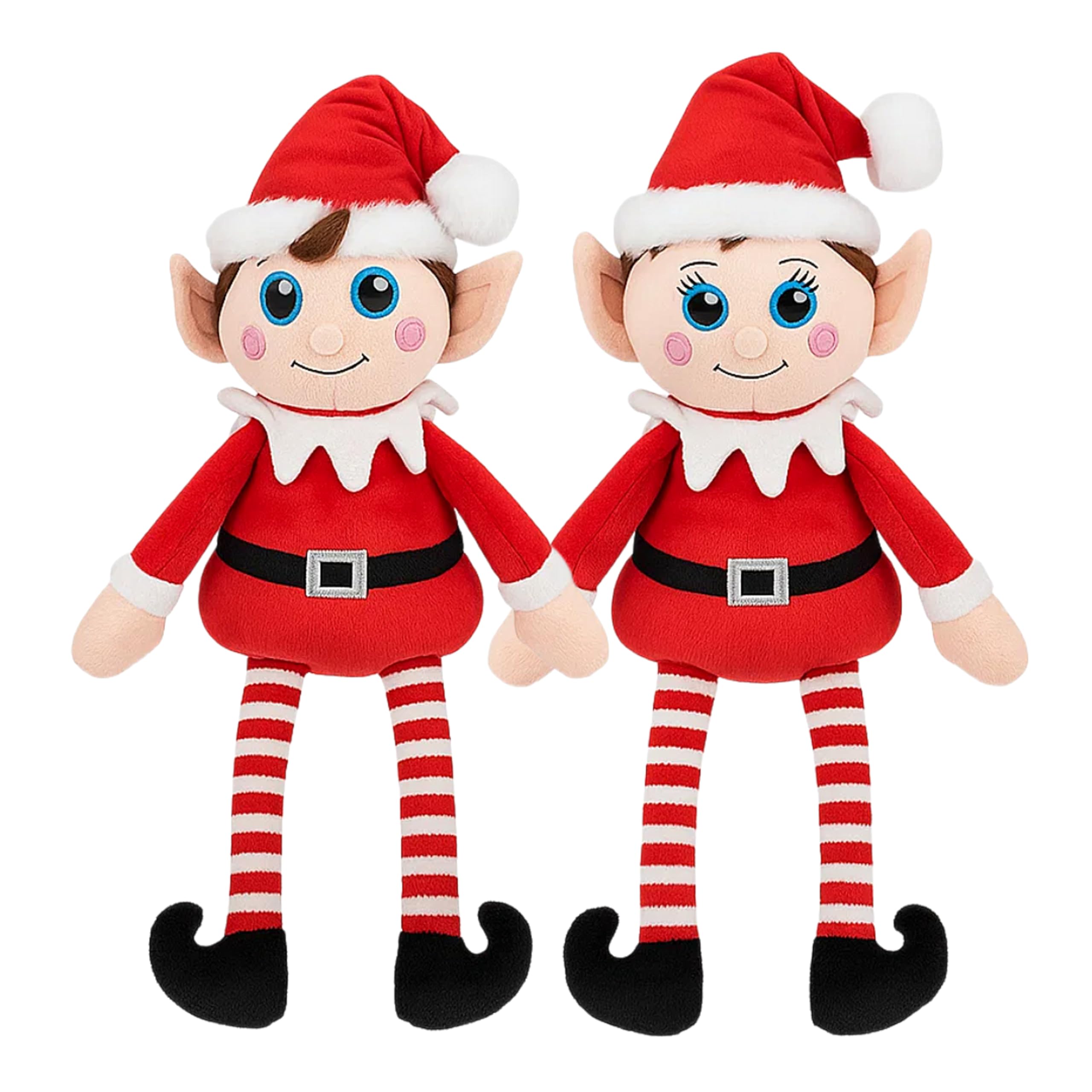 Topline Elves Behaving Badly Soft Toy - Naughty Elf Boy & Girl 23cm Sitting Chibi Christmas Elf Plush Toys. Perfect Festive Gifts for Kids, Christmas Stocking Fillers or Shelf Decoration.