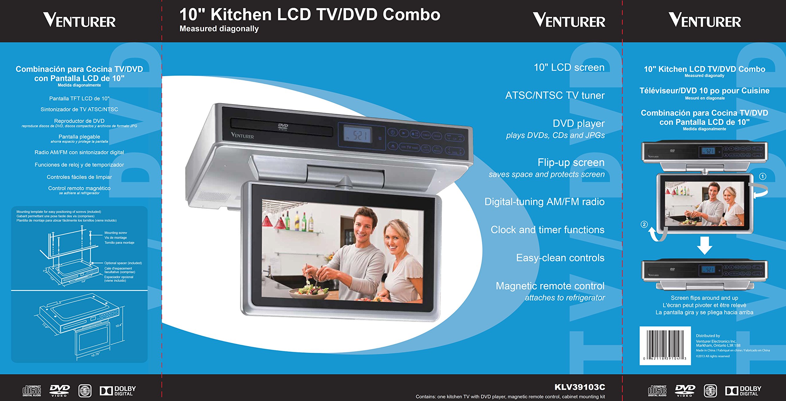 テレビ m76534512099 Amazon.com: Venturer KLV39103 10-Inch Under-Cabinet LCD TV/DVD