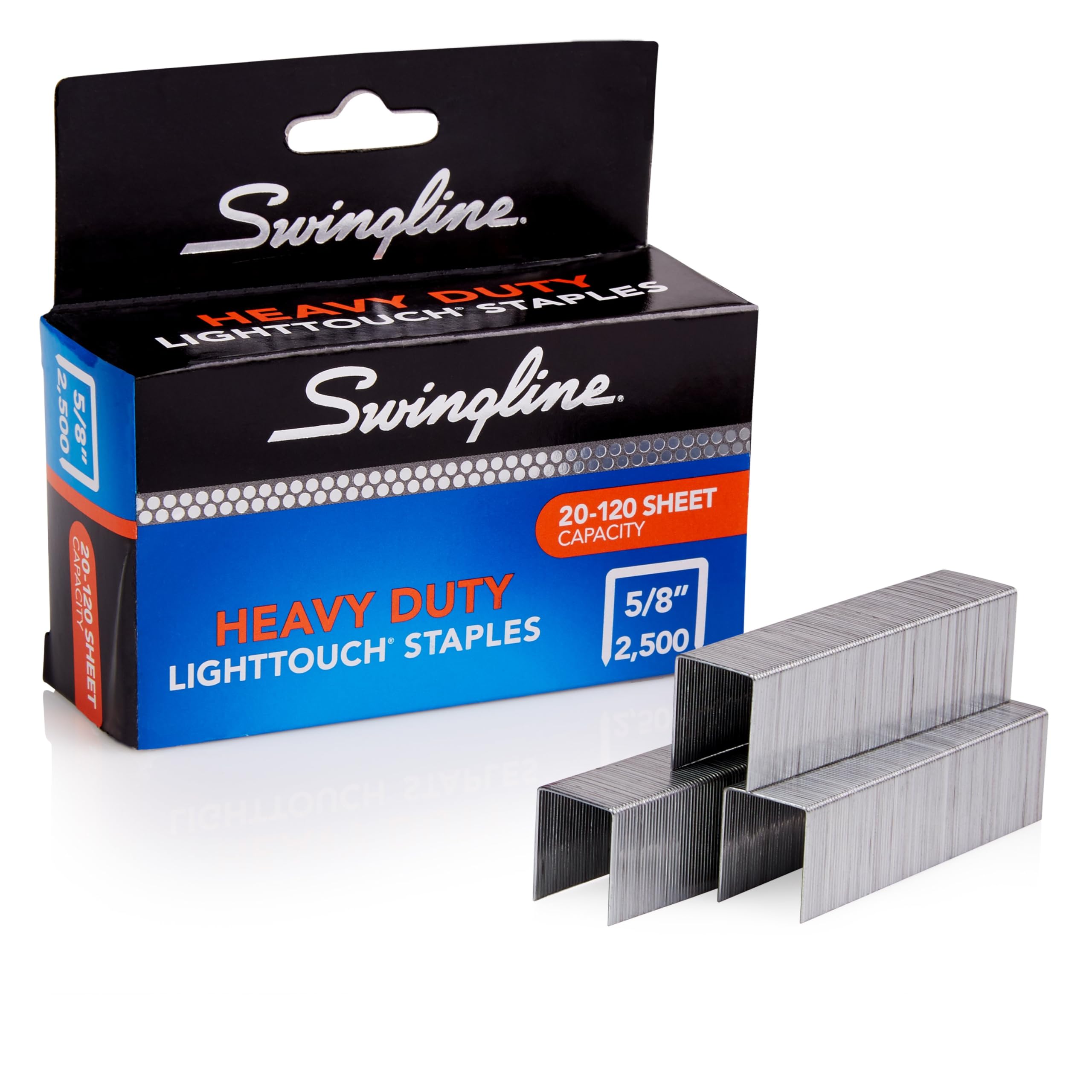 Swingline Heavy-Duty Staples for 90010 LightTouch Stapler, 0.625-Inch Leg Length, 120 Page Capacity, 2500 per Box (90009)