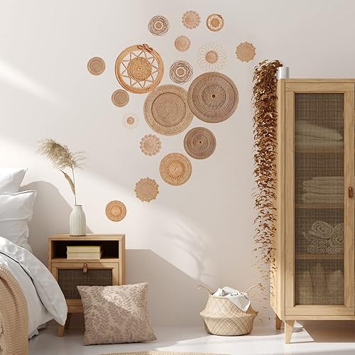 Miniatura 7 de 18 calcomanías de pared de cesta bohemia, calcomanías de pared redondas modernas, bohemias, decoración de pared, calcomanías de decoración de pared