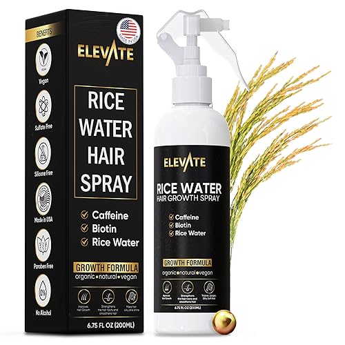 Miniatura 8 de Elevate Rice Water - Spray para el crecimiento del cabello, infundido con biotina, cafeína y aloe vera para un cabello más grueso, más largo y