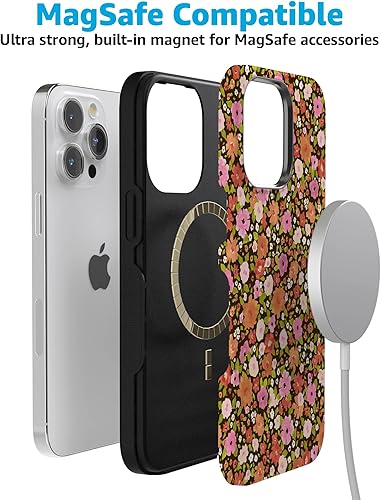 Vista 1249 de Casely Funda para iPhone 15 Pro Jardín Secreto Flores mixtas Funda atrevida Compatible con MagSafe y botón de acción Jardín Secreto Floral