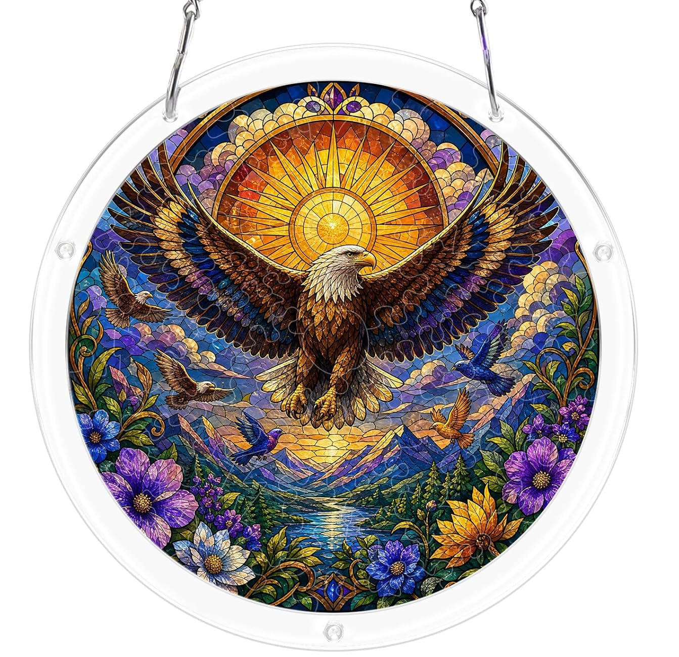 Eagle Radiance Acrylic Jigsaw Puzzles Suncatcher, 8.9 Inch Window Hanging Suncatcher Acrylic Puzzle, DIY Home Decor Art Gift