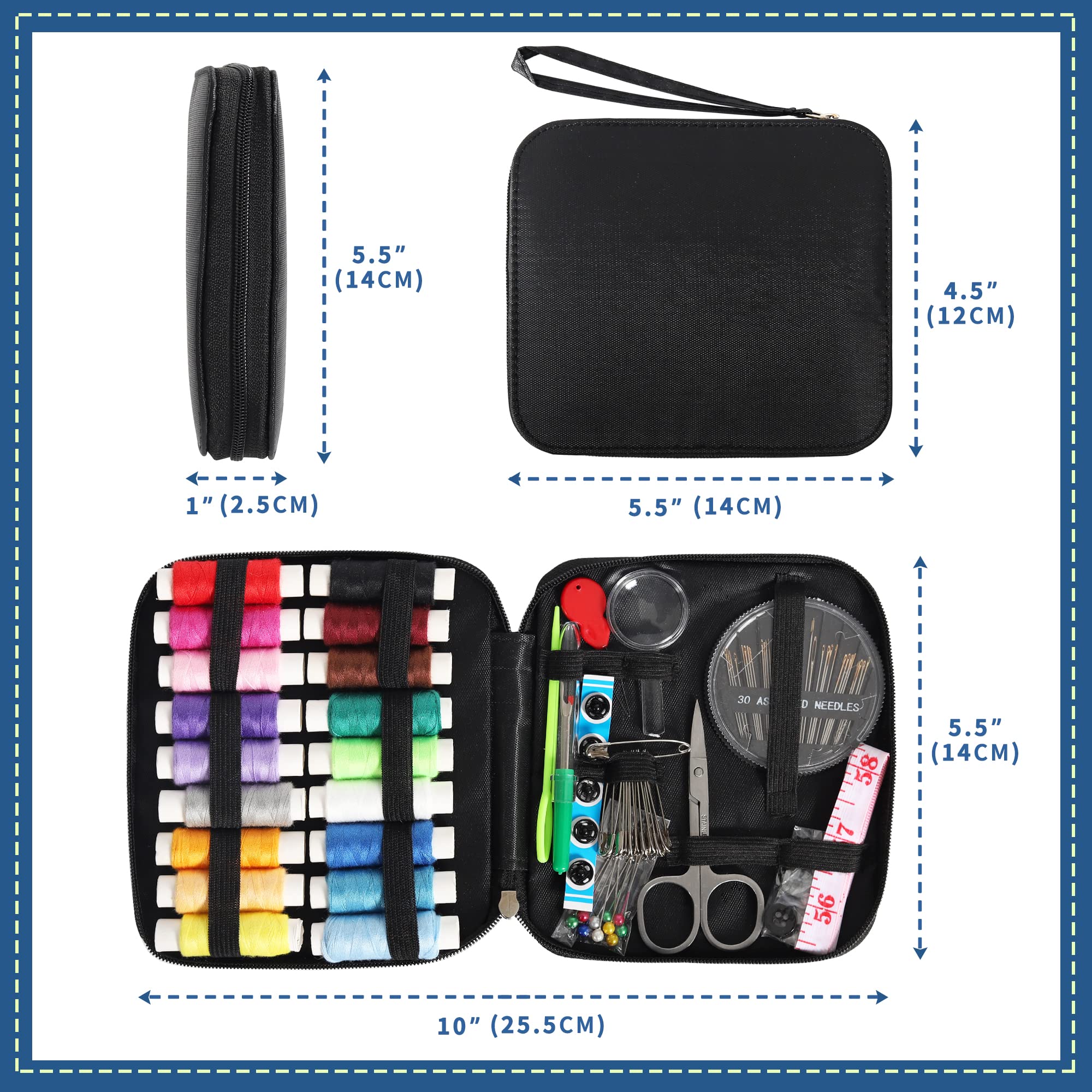 Kit Cucito 128 Pezzi - Con Filo, Aghi, Forbici, Ditale E Metro - Custodia Portatile Per Viaggi E Riparazioni Domestiche - Foto 10